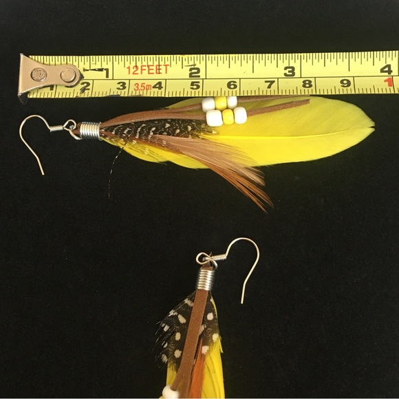 Yellow Feather Native Style Earrings - Picture 8 of 8